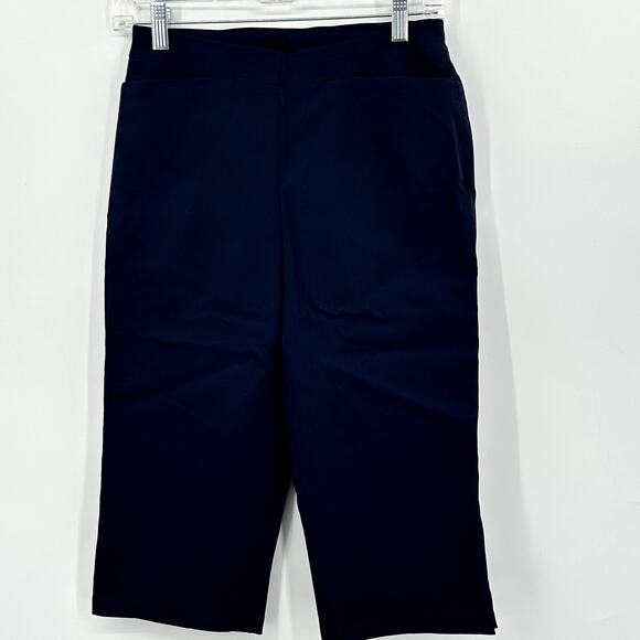 Susan Graver Ultra Stretch Pull-on Pedal Pushers NAVY BLUE Womens Size XS - Picture 2 of 10